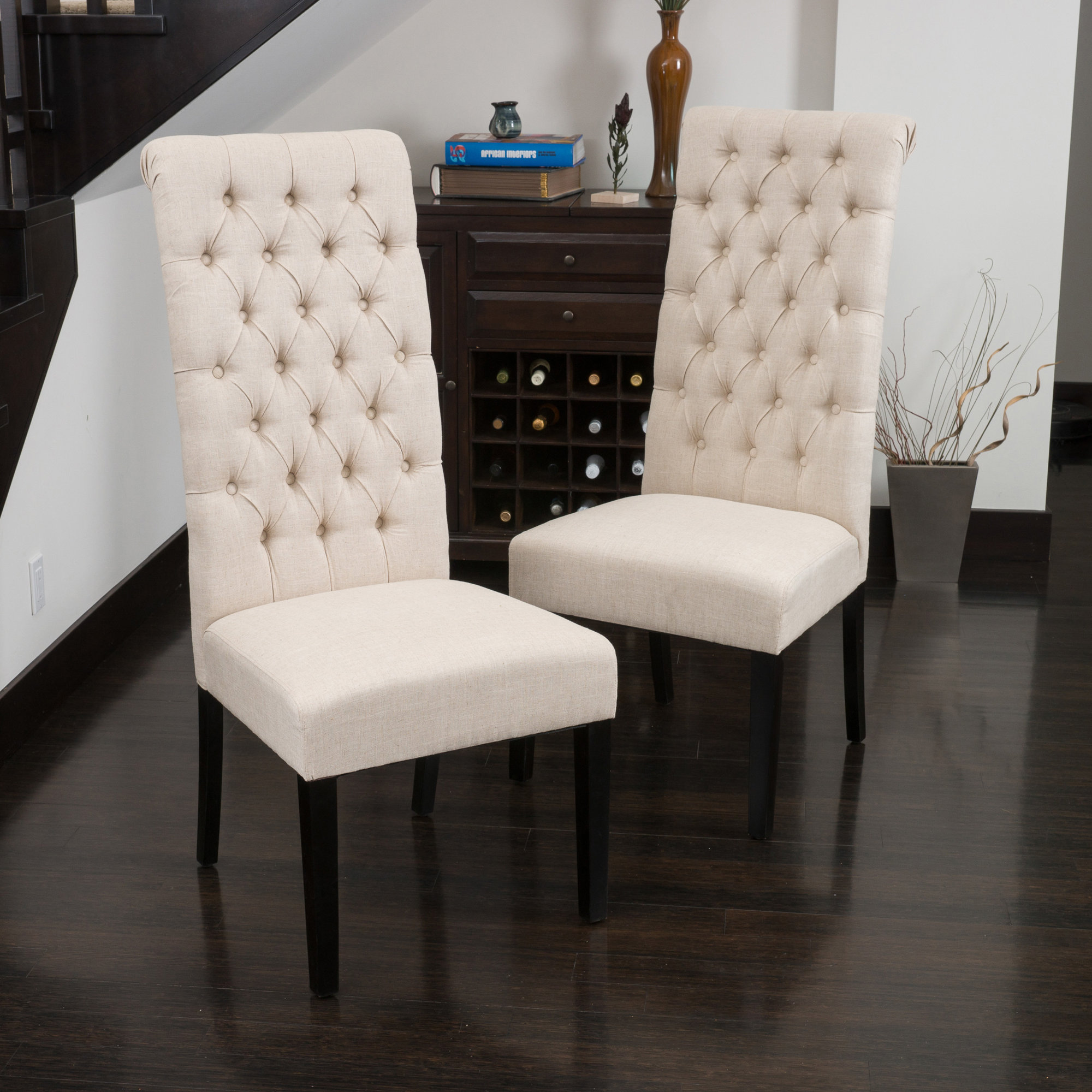 Charlton Home Estbury Tall Tufted Upholstered Dining Chair & Reviews